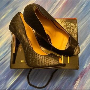 Black Peep Toe Heels